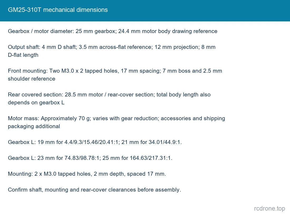 GM25-310T mechanical dimensions