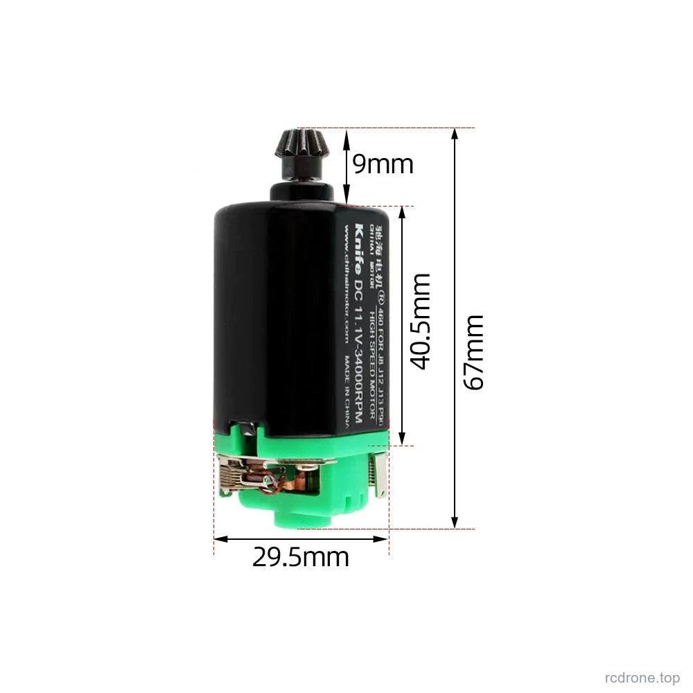 09 Green Demon / Black MIM Pinion motor and shaft dimensions