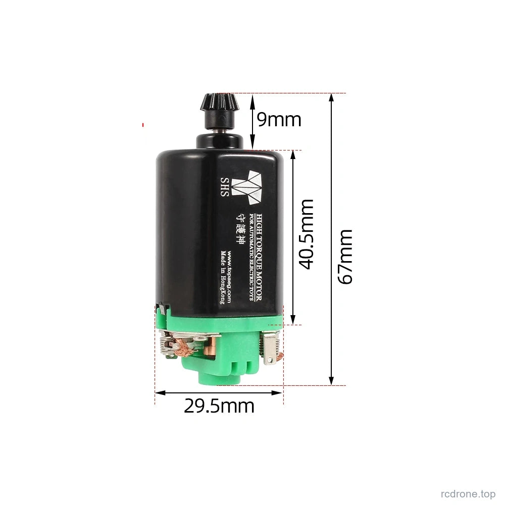 10 SHS Green Demon / Black MIM Pinion motor and shaft dimensions