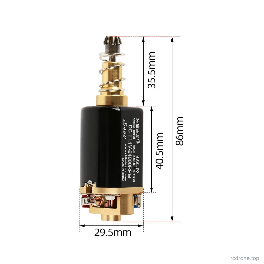 16 S460 Yellow / Low Speed / J9 motor and shaft dimensions