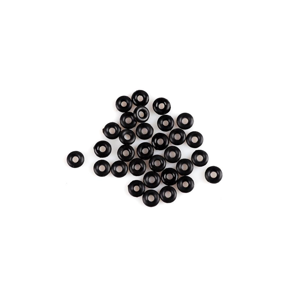 Black damping rings bundle for M2/M3 mounting holes, close-up on white background