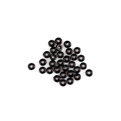 Black damping rings bundle for M2/M3 mounting holes, close-up on white background