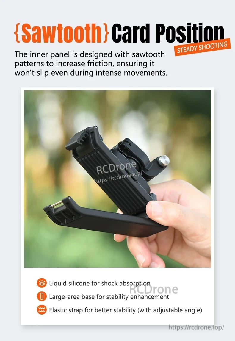 Magnetic Backpack Clip, Sawtooth card position ensures steady shooting with high friction, featuring silicone for shock absorption, wide base for stability, and adjustable elastic strap. (24 words)