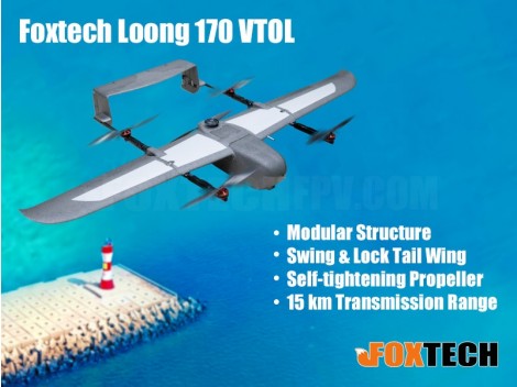 ফক্সটেক লুং 170 VTOL - 15KM 2KG পেলোড 100 মিনিট 1700mm উইংস্প্যান বিমান