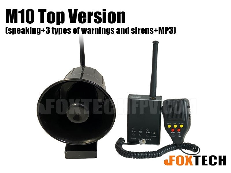 RCDrone M10 Drone Speaker, Wireless megaphone with speaker, MP3 player, and alert sounds for loud communication.