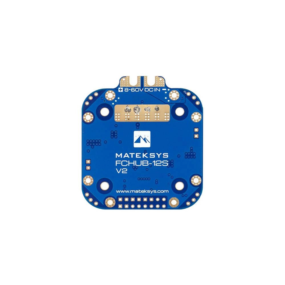MATEKSYS FCHUB-12S V2 PDB, MATEKSYS FCHUB-12S V2 is a 8-60V DC PDB with dual BECs, current sensor, and power distribution for drones, offering reliable, efficient power management in a compact design.