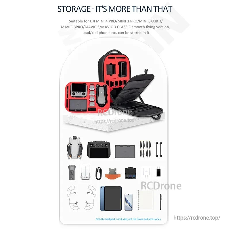 Mavic 3 Pro Storage Bag, Compact backpack fits multiple DJI drones and accessories; stores drone, controller, batteries, tablet, phone, and more. Drone not included.