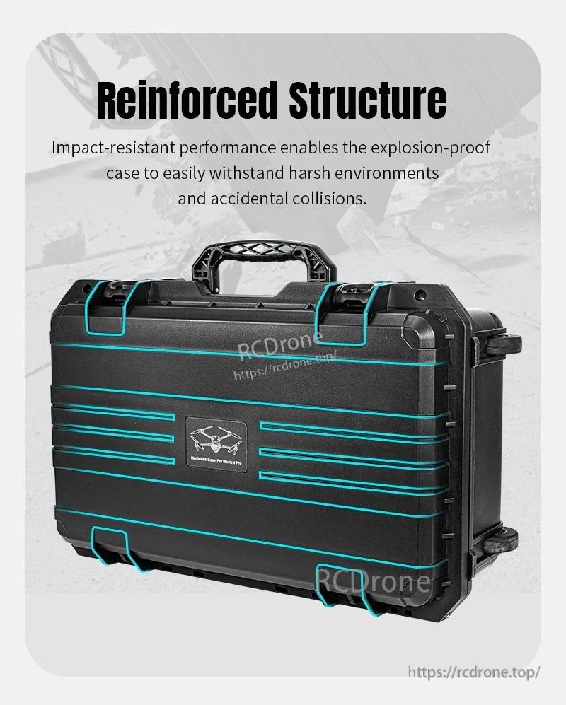 Mavic 4 Drone Case, Reinforced, impact-resistant case safeguards Mavic 4 Pro drone against harsh conditions and collisions.