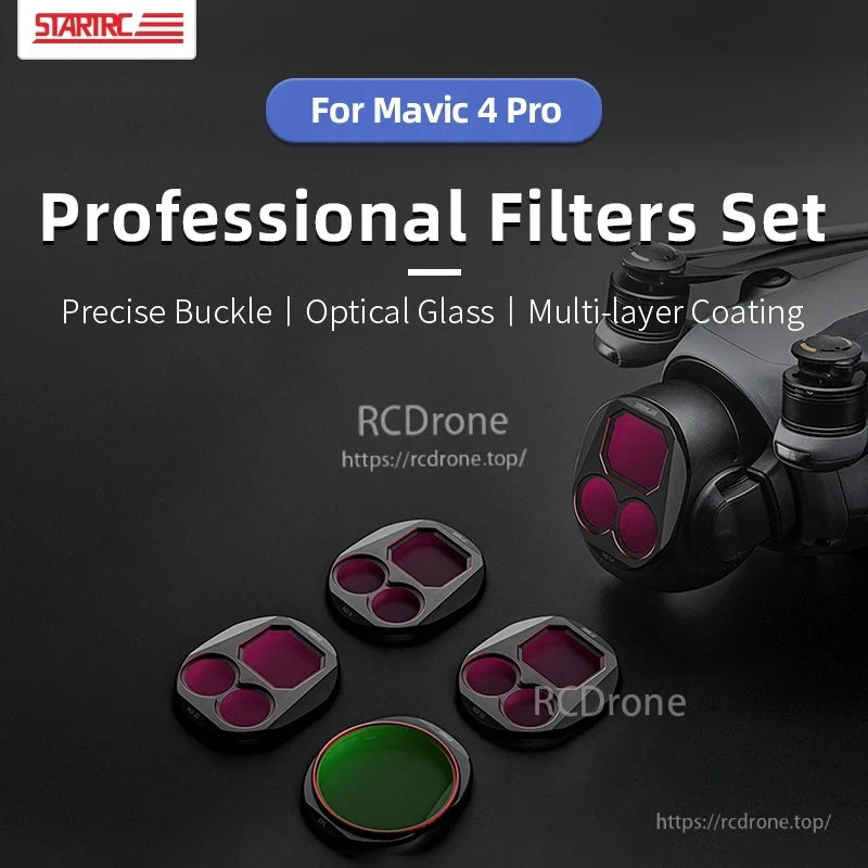 Mavic 4 Pro Filters, Professional filter set for Mavic 4 Pro with precise buckle, optical glass, multi-layer coating, and various colored filters.