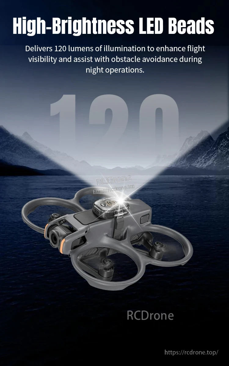 Mavic Mini Strobe Alarm, High-brightness LED beads deliver 120 lumens for night flight visibility.