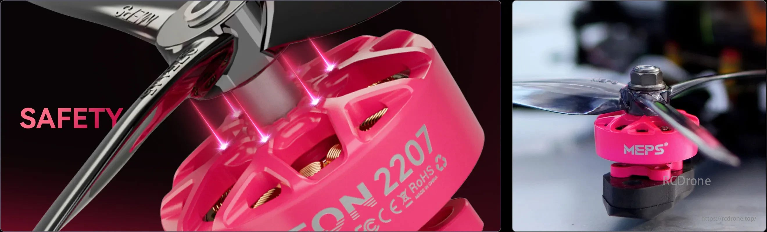 Meps Neon 2207 Brushless Motor, Recommended applications for this brushless motor include drones, robotics, and high-performance appliances.