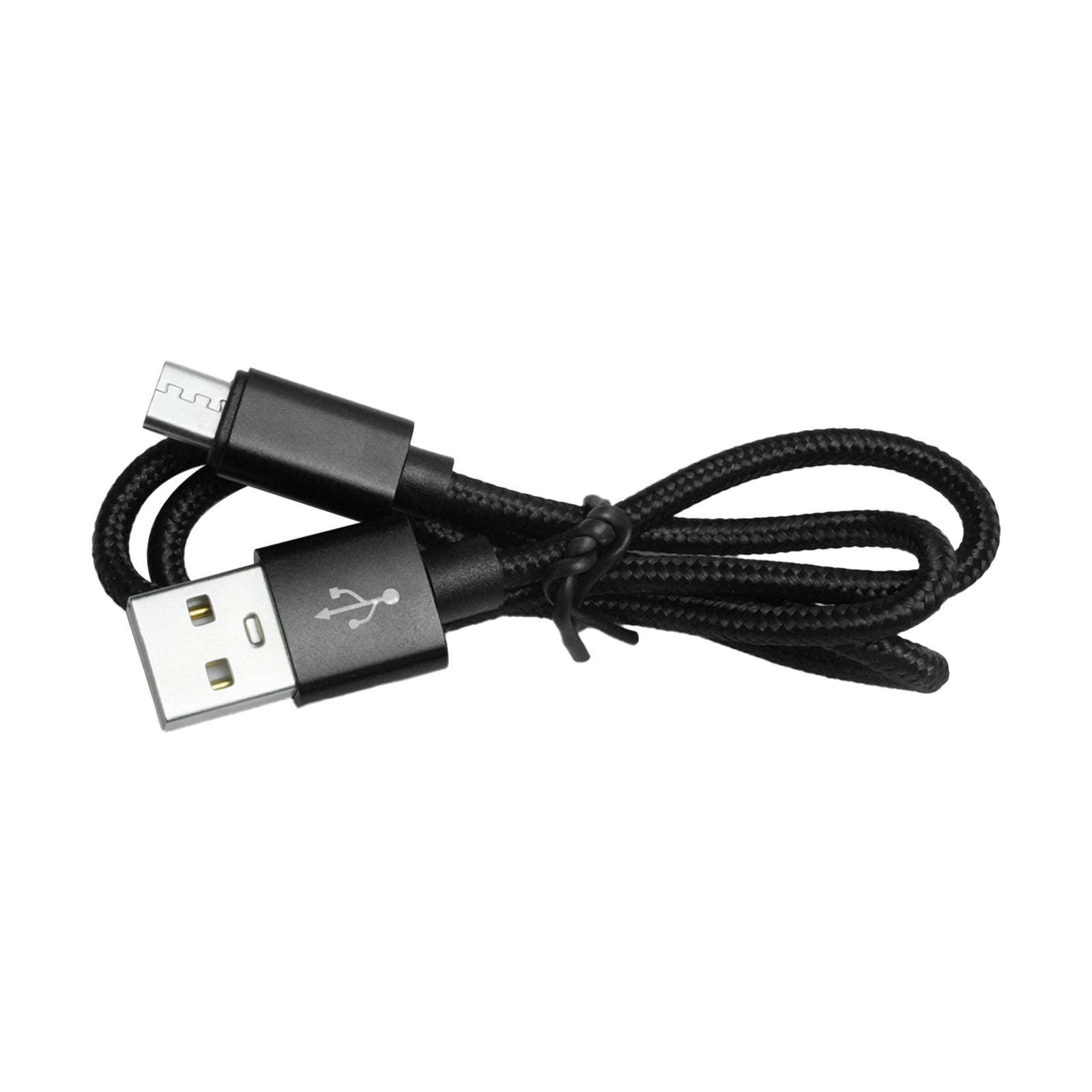 Flywoo micro USB data cable with braided black jacket, USB-A to Micro USB connectors