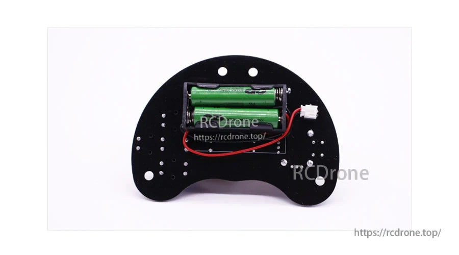 Back view of the gamepad showing the battery holder and wiring inside the chassis
