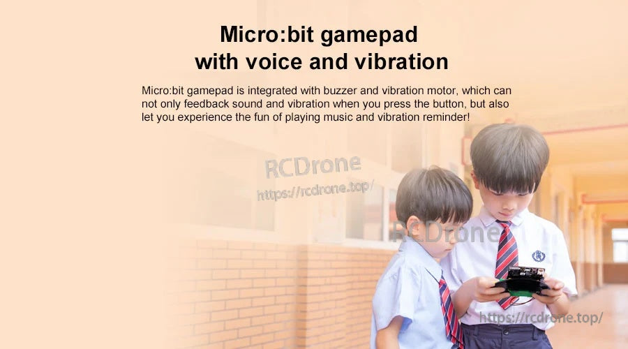 Micro:bit gamepad with built-in buzzer and vibration motor for sound and vibration feedback