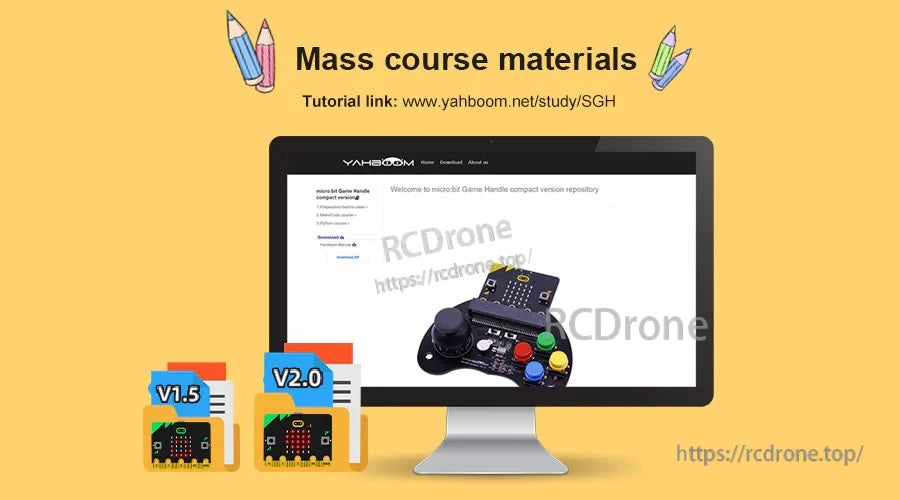 Course materials page preview and download link for the micro:bit gamepad learning resources