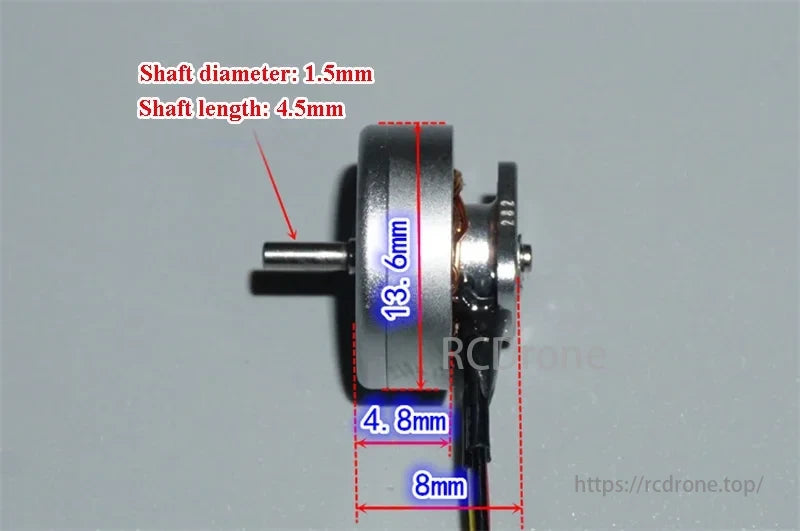 Mini 1103 15000KV 1S–2S Brushless FPV Motor, Mini 1103 15000KV 1S-2S Brushless FPV Motor, 1.5mm shaft, 4.5mm length, 13.6x8x4.8mm size.