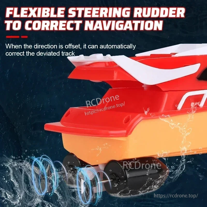 Mini RC Boat, Flexible steering rudder corrects navigation automatically