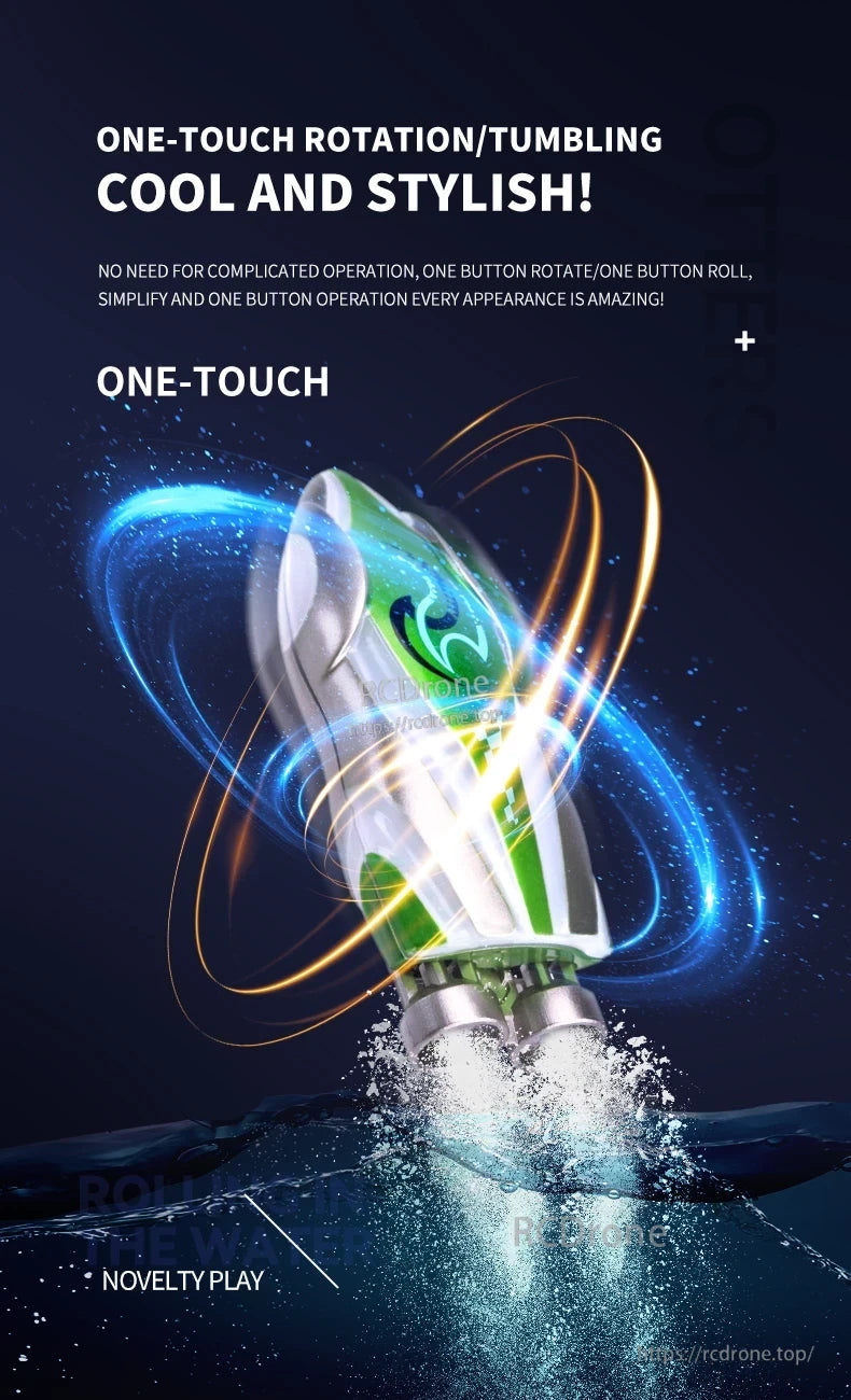 Mini Remote Controlled Boat, One-touch rotation and tumbling, stylish design, simple operation, water play novelty—fun, cool, and amazing.