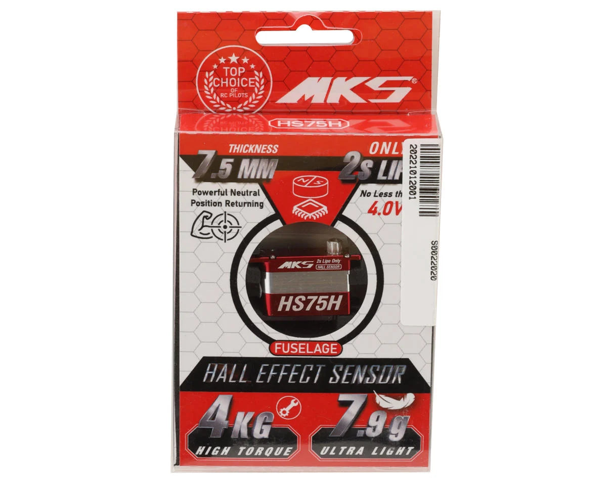 MKS HS75H Servo Motor Digital de Alto Voltaje, 4.0 kg-cm (55.5 oz-in) de torque, 0.087 s, 7.9 g