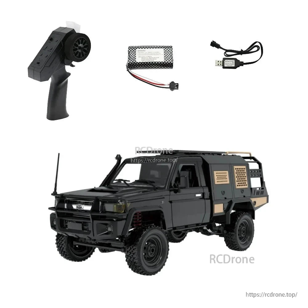 The Mn82s Supertourer is a 1/12 scale 4WD remote-controlled pickup truck, including remote and battery.