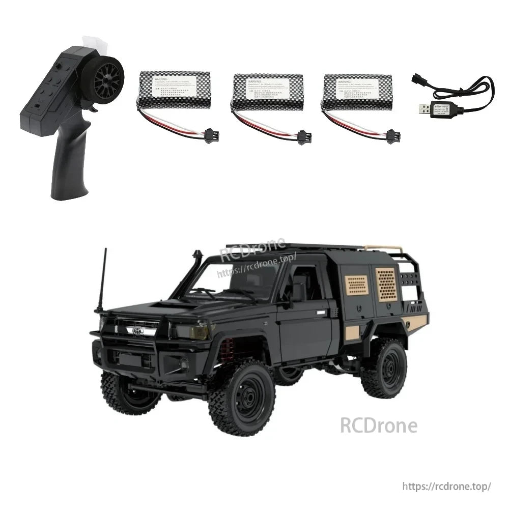 Mn82s Supertourer RC Pickup, Independent suspension enhances stability with front four-link straight axle and rear simulated steel plate suspension.