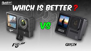 Comparison graphic of Flywoo vs GEPRC naked GoPro action camera builds with “Which is better?” text