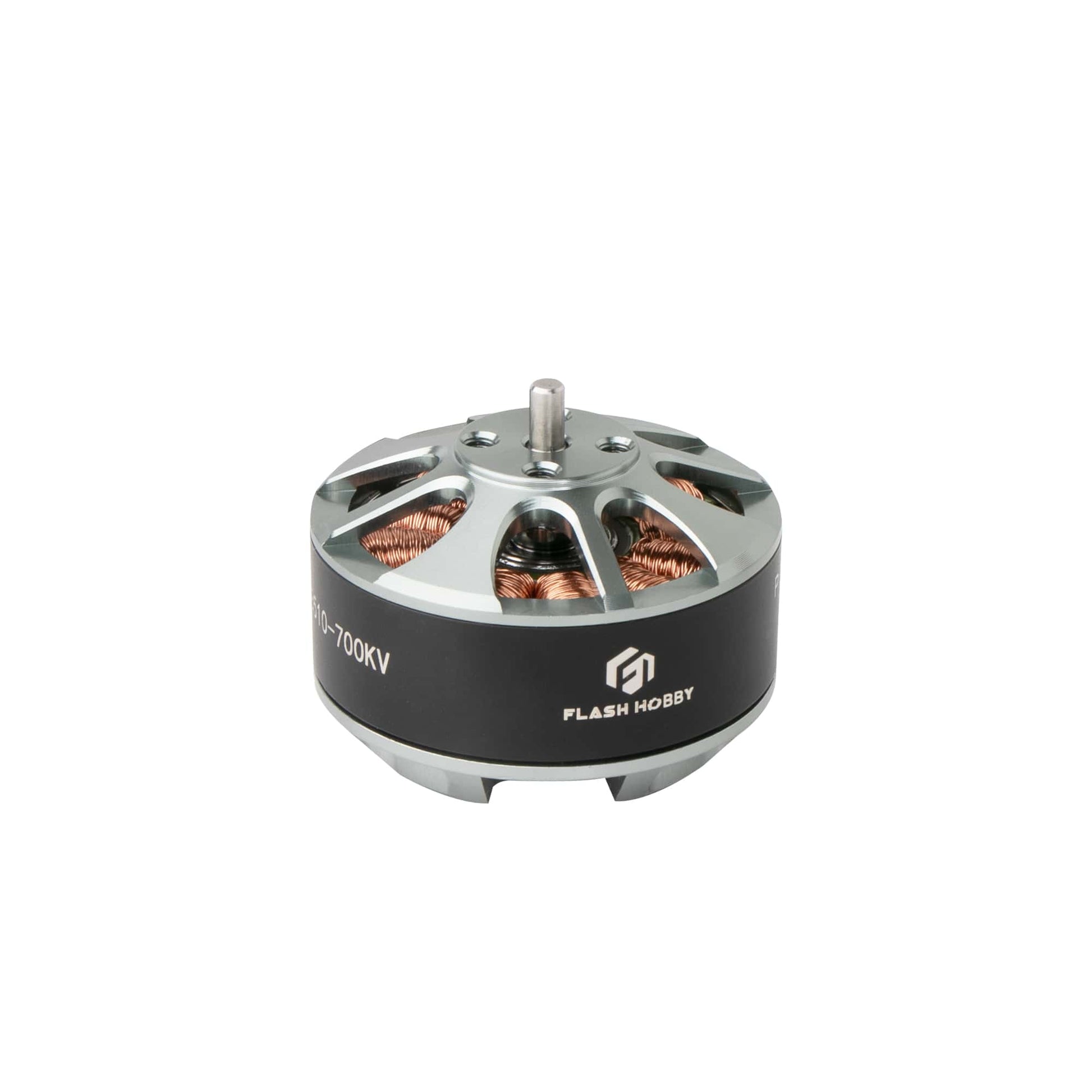 Flashhobby 3510 brushless DC motor with top-mounted shaft, silver housing, exposed copper windings, and 3510-700KV label