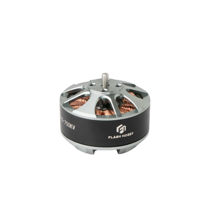 Flashhobby 3510 brushless DC motor with top-mounted shaft, silver housing, exposed copper windings, and 3510-700KV label