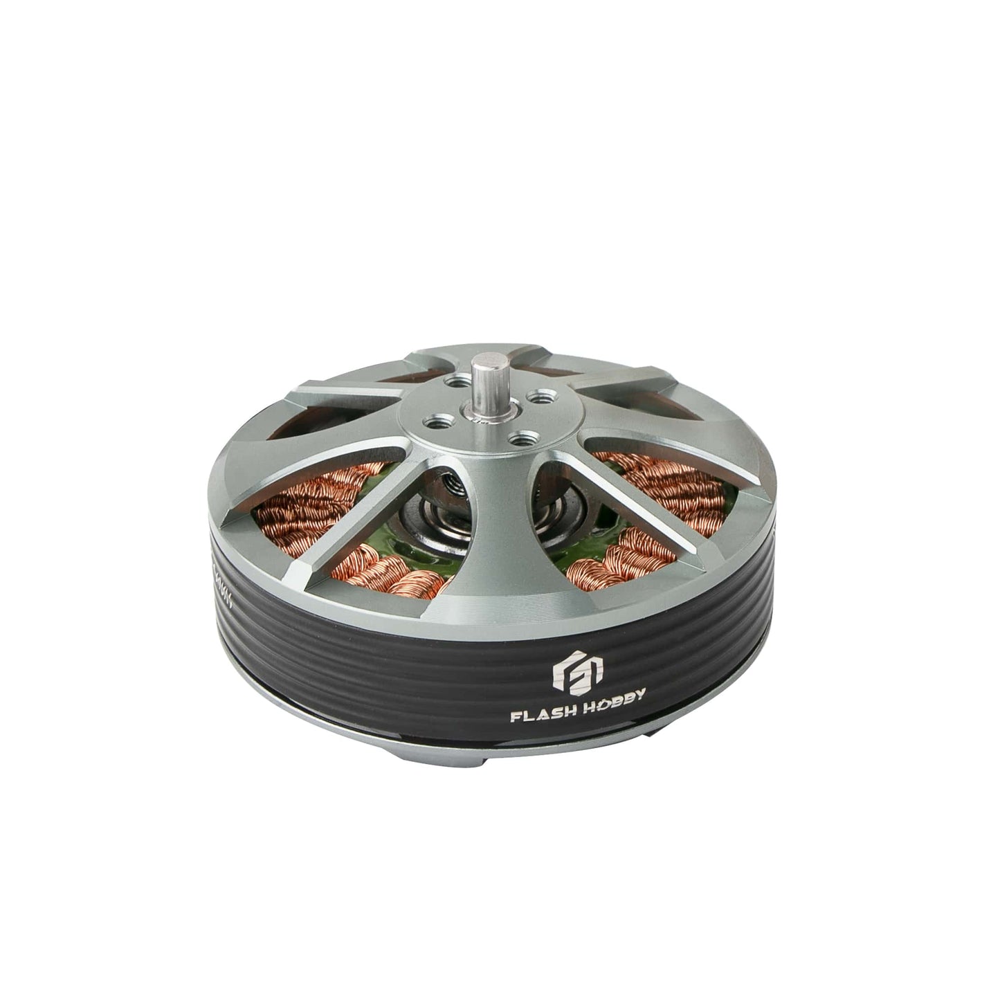 Flashhobby 5208 Brushless DC Motor, Flashhobby 5208 brushless DC outrunner motor with open-frame top, exposed copper windings, and central shaft