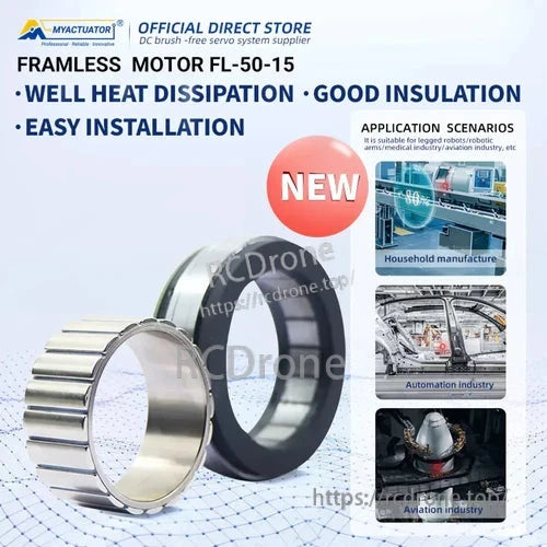 The FL-50-15 frameless motor provides efficient heat dissipation, strong insulation, and easy installation. Operating at 48V, 203W, and 3800RPM, it's ideal for robotics, automation, medical devices, and aviation systems, offering reliable performance in demanding environments across household manufacturing, automation, and aviation industries.