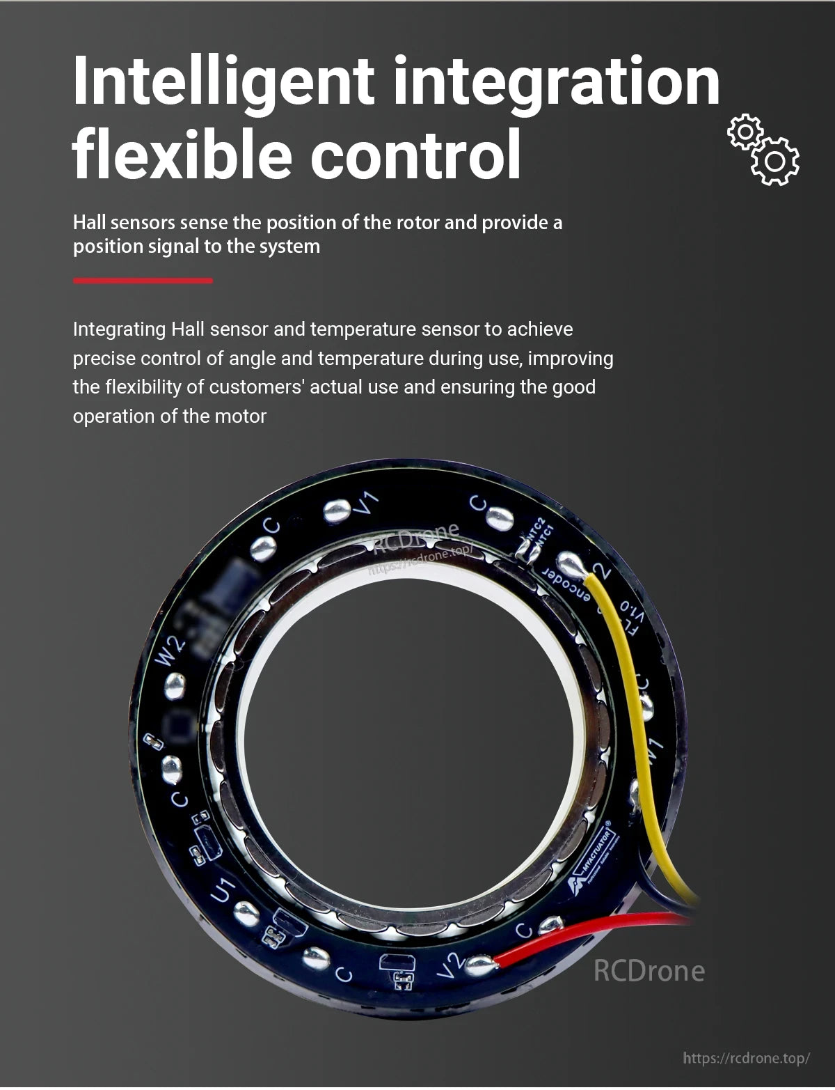 MyActuator FL-50-15 Torque Motor, Intelligent integration and flexible control via Hall sensors and temperature monitoring improve motor performance and usability.