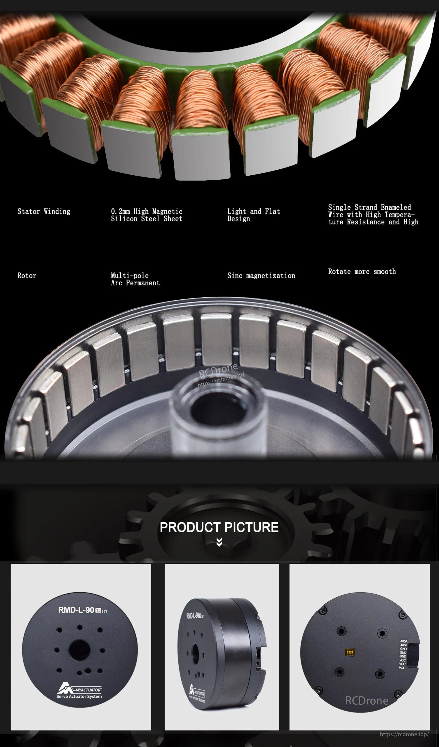MyActuator L9025 BLDC Servo has high-temperature resistance, high magnetic permeability, and smooth performance.