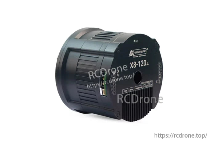MyActuator X8-120: 48V, 574W, 110N·m torque, dual encoder, EtherCAT and CAN BUS communication.