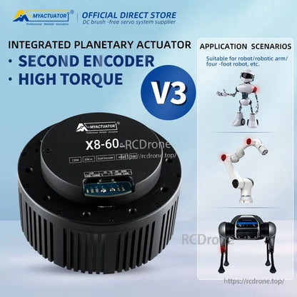 High-torque (30N·m), 130W, 4000rpm planetary actuator with dual encoder, CAN BUS/RS485, 36:1 gear ratio, suitable for robots, arms, and quadrupeds.