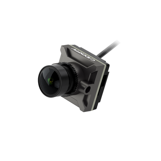 Walksnail Avatar HD Nano FPV Camera in gray housing, angled view with wide lens and cable