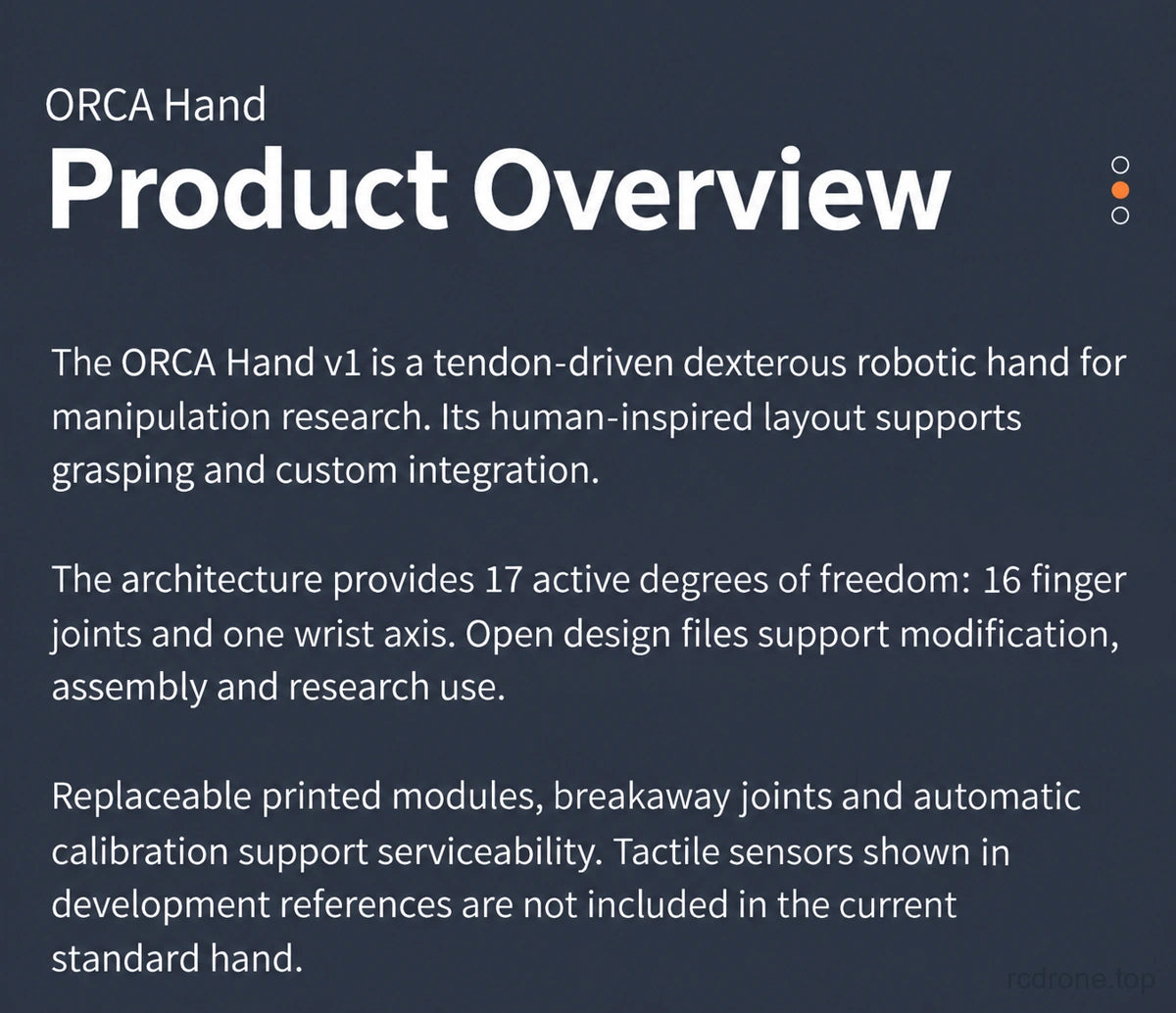 ORCA Hand v1 product overview and current sensor scope