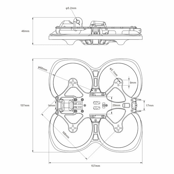 BETAFPV Pavo25 Frame Kit 10 46IM(TI DMM I52MM l4mm 29MM I7mm