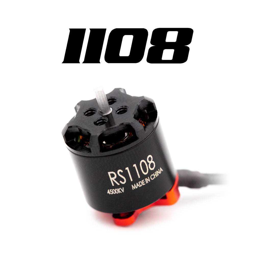 EMAX RS1108 4500KV brushless motor hero image with 1108 text and RS1108 label visible