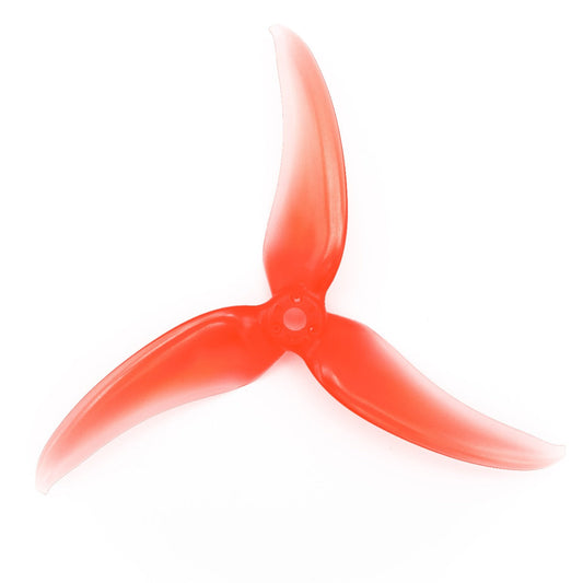 EMAX Avan Scimitar 5030 5x3.0 3-blade PC propeller, red translucent, 5mm hub center view