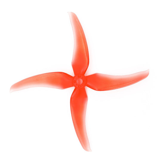 EMAX Avan Scimitar 5028 5x2.8 4-blade propeller, translucent red, top view