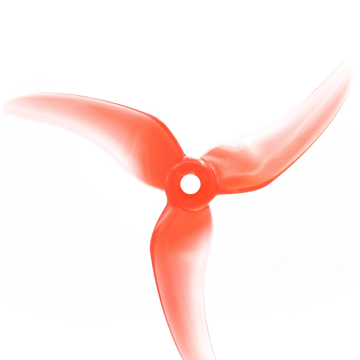 EMAX Avan Scimitar 4028 4-inch 3-blade FPV propeller, translucent red, top view