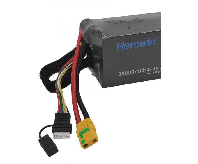 Herewin 22.2V 6S 30000mAh 25C Drone Battery, High-capacity drone battery with 22.2V voltage and 6S cells for extended flight times.