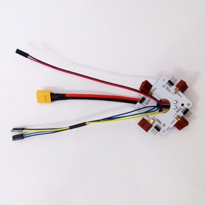 4 axis power distribution board with XT60 connector, pre-assembled wiring harness and four ESC power pads