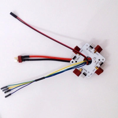 Hexacopter power distribution board connection plate with XT60-style plug, battery leads and APM cable set