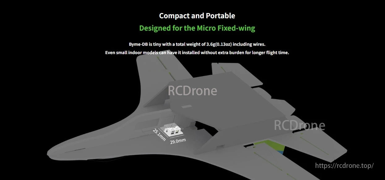 RadioLink Byme-DB Flight Controller, The lightweight Byme-DB flight controller enhances flight time in small fixed-wing drones.