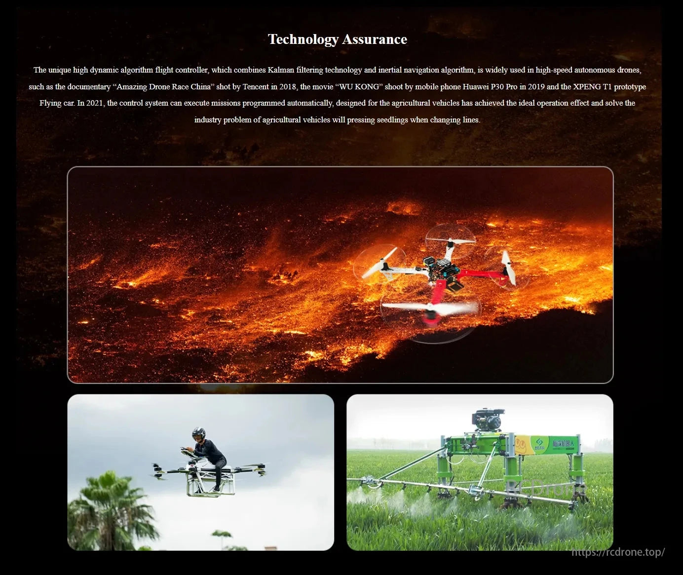 RadioLink CrossFlight Flight Controller, Advanced flight controller uses Kalman filtering and inertial navigation for precise control in autonomous drones, movies, and agriculture.