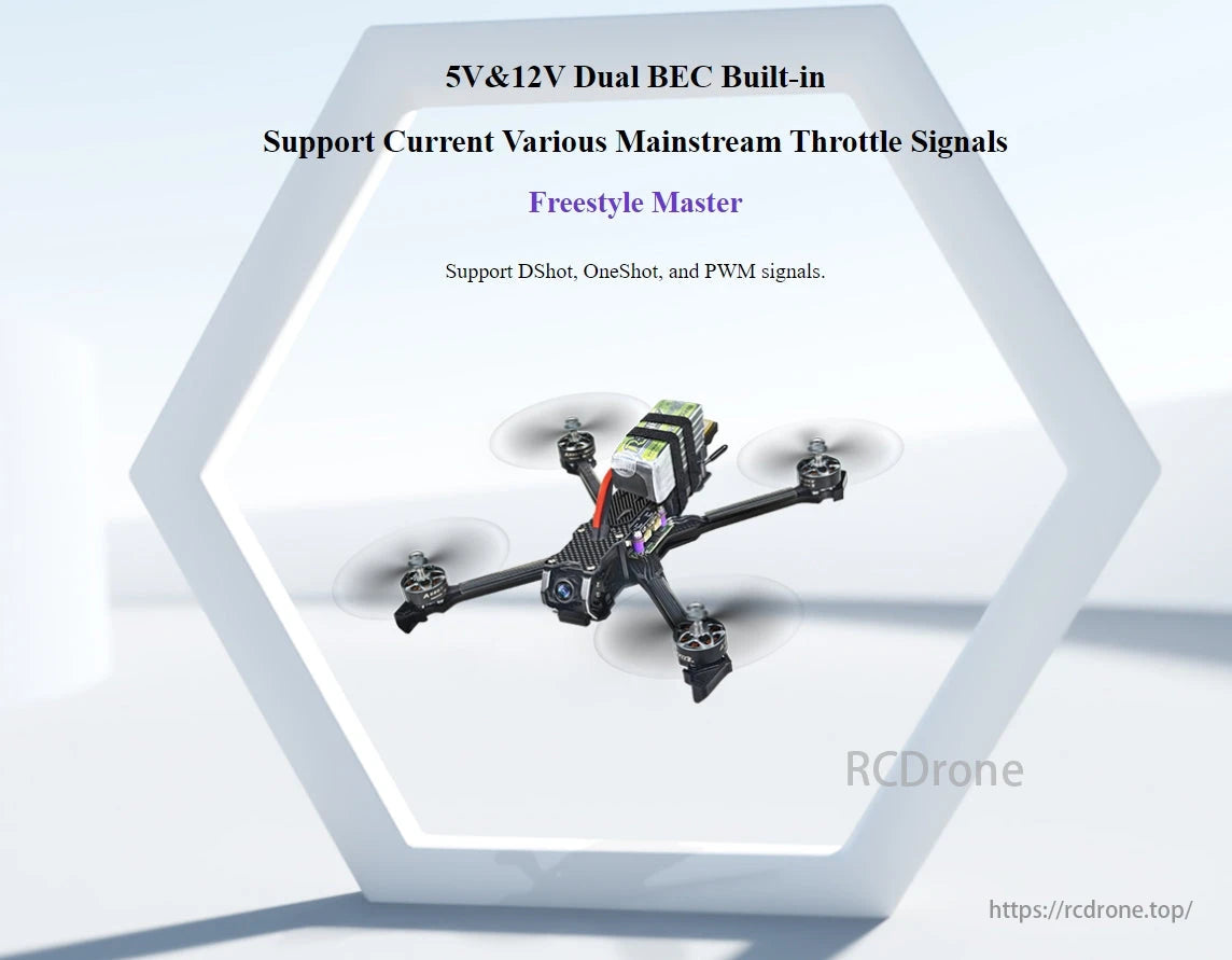 RadioLink CrossRace Pro V2.0 Flight Controller, 5V and 12V Dual BEC support DShot, OneShot, PWM signals for Freestyle Master.