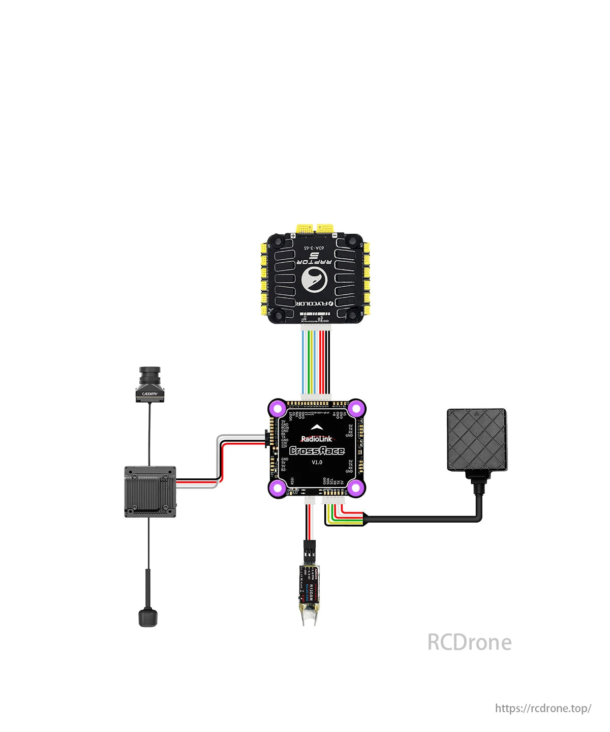 Radiolink CrossRace V2.0 Flight Controller, Radiolink CrossRace V2.0 flight controller features 12CH output, dual BEC, OSD, and works with Betaflight and APM.