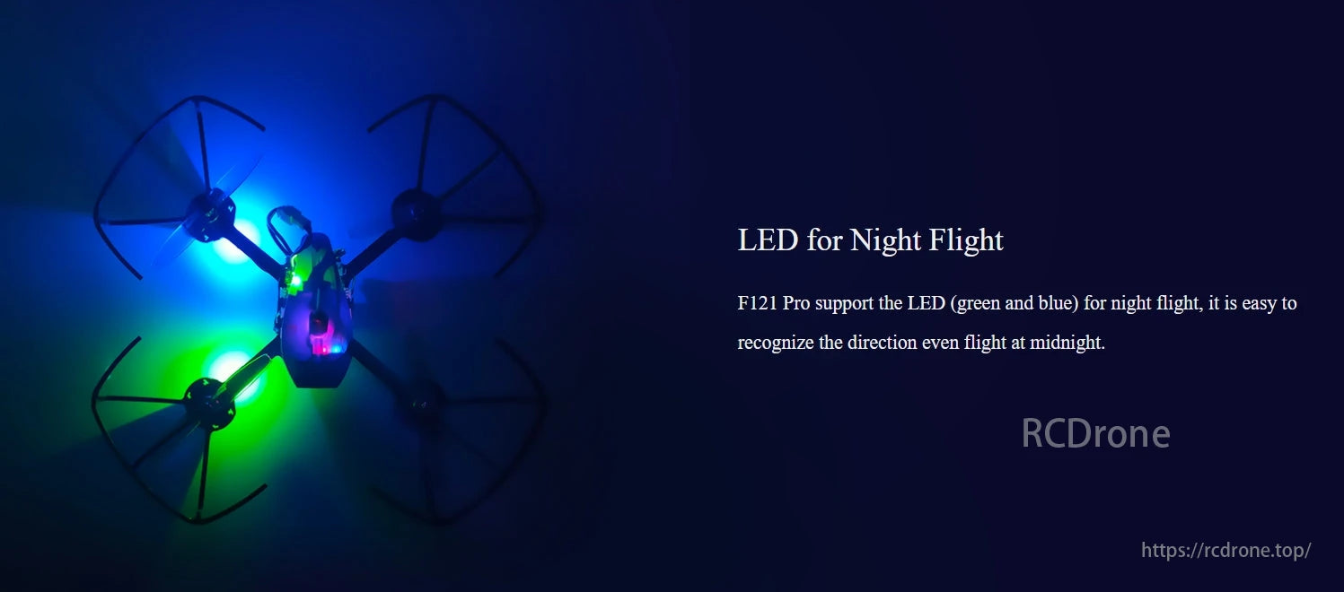 RadioLink F121 Pro 2KM FPV Racing Drone, F121 Pro drone with LED lights for night flight.
