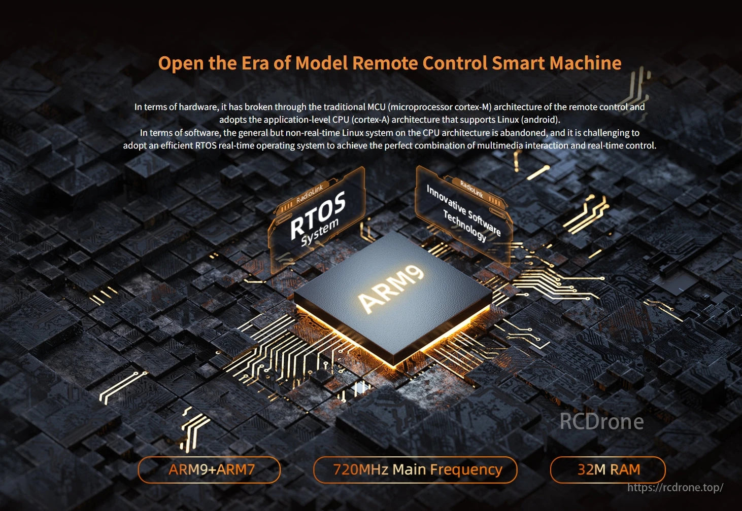 RadioLink RC8X 8CH Surface Transmitter, Introducing the era of model remote control smart machines with advanced ARM processors, high-frequency performance, and enhanced real-time control via RTOS and innovative software.